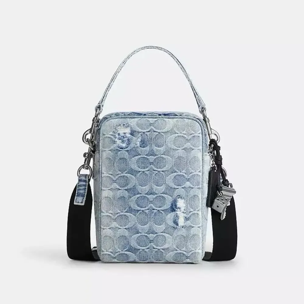 NWT Coach Tristan Crossbody Bag 14 In Loved Signature Denim With Charms CET70